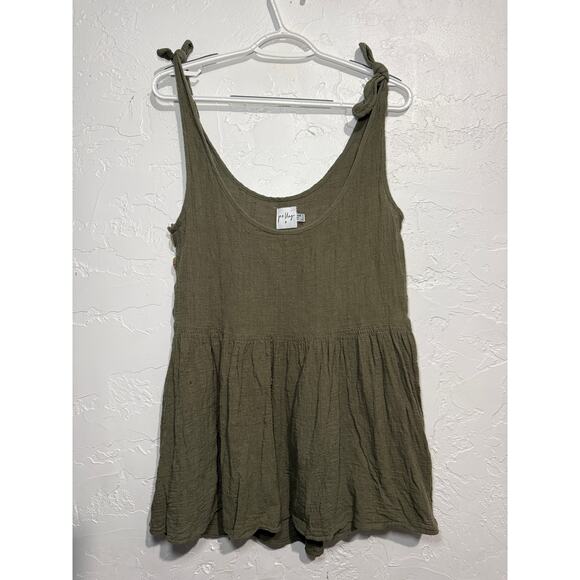 Princess Polly army green gauzy button flowy tank top womens 2 fairy cottagecore - Picture 1 of 9